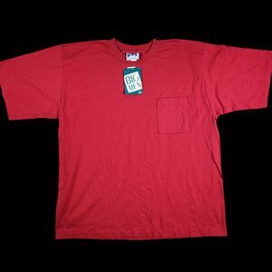 Vintage Bradlees Pocket Tee Mens BIG 2X Red Single Stitch Deadstock Made in USA